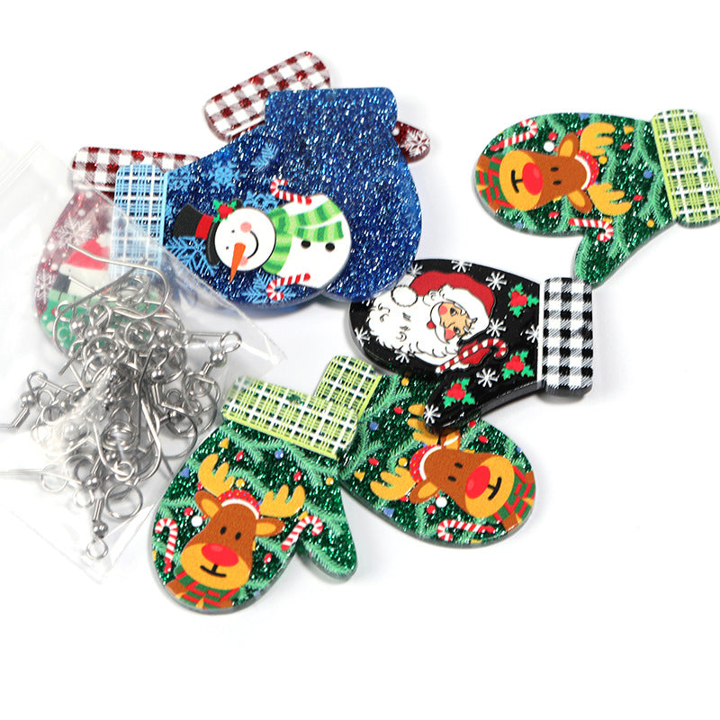 Wholesale 10pcs Christmas Handmade Santa Claus Elk Acrylic Earrings ACC-ES-BLG002