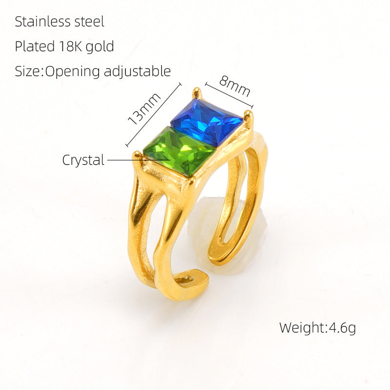 Wholesale Stainless steel geometric open adjustable ring
