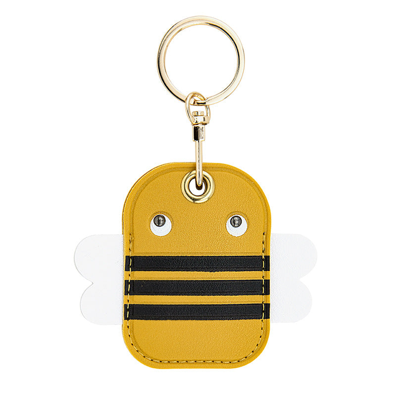 Wholesale Fruit Print Drop Shaped PU Leather Card Holder Keychain Cute Bag Charm Boutique Resale Gift