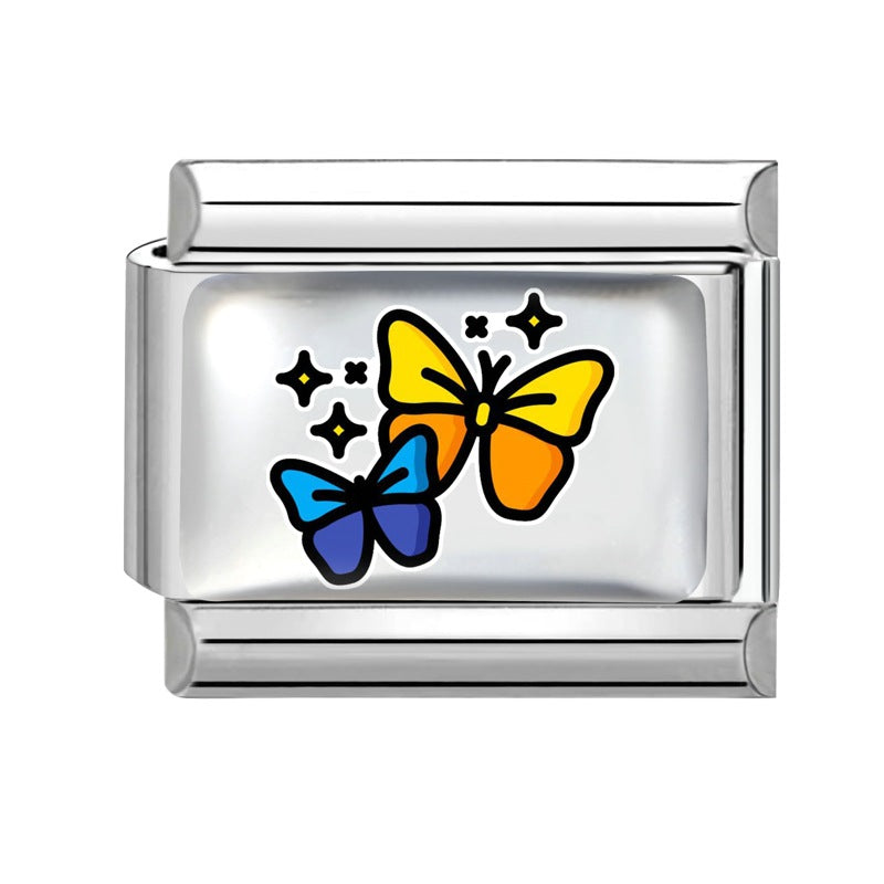 Wholesale Butterfly Heart Cartoon Design Stainless Steel Modular DIY Bracelet for Everyday Wear