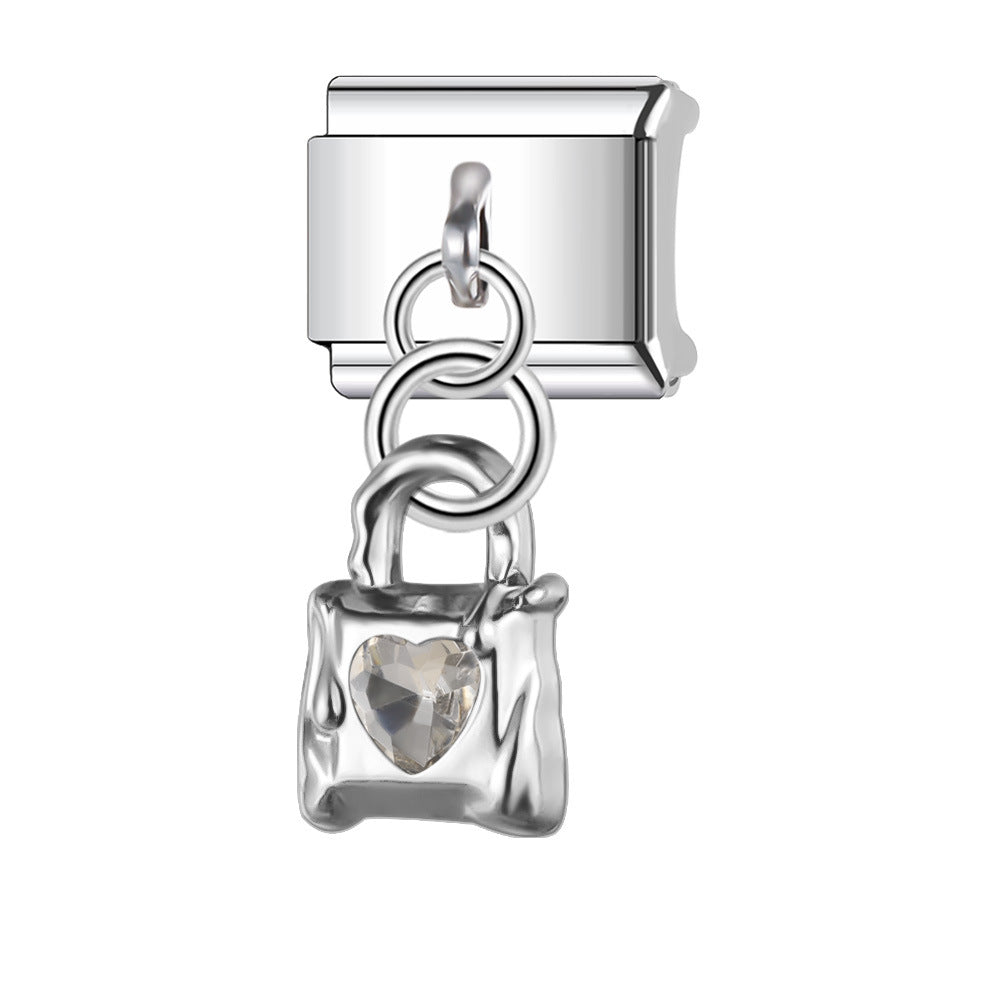 Wholesale Italian Charm Bracelet 9mm DIY Splicing Cross with Diamond Heart Stainless Steel Composable Bracelet