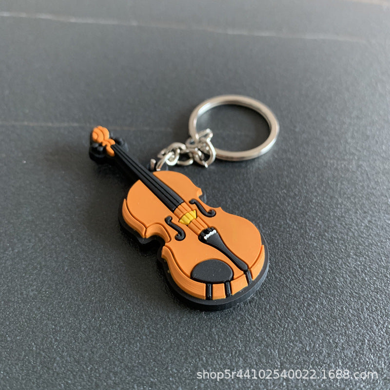 Wholesale Chinese Style Cartoon Guitar Keychain Pendant PVC Resin Epoxy Finish Ukulele Bag Charm Gift