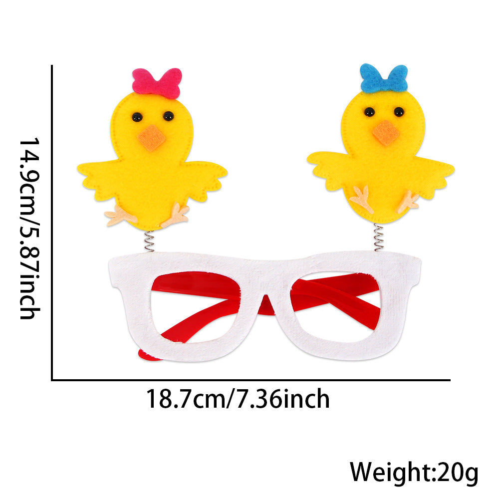 Wholesale  Easter decorations flannel chicken rabbit photo glasses decoration