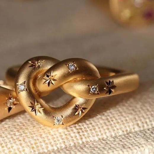 Wholesale Personality Simple Love Knot Star Diamond Open Ring Fashion Couple Ring