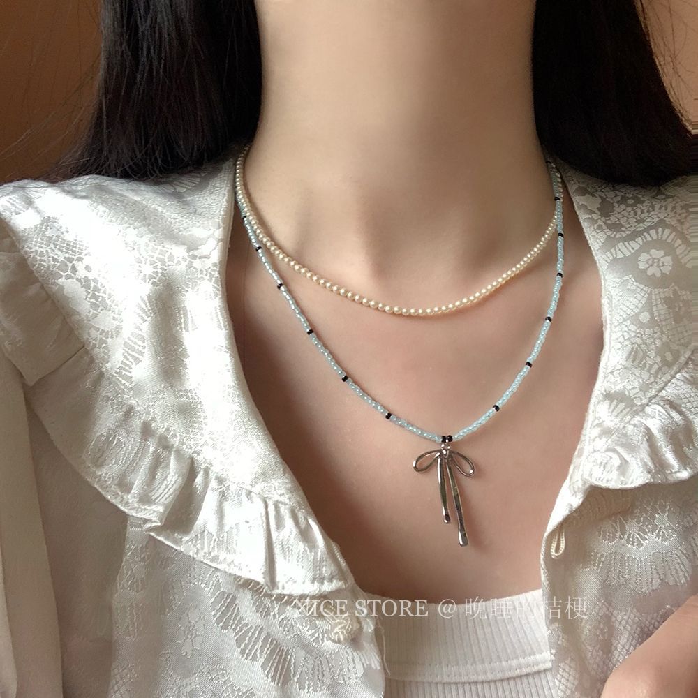 Wholesale  Bowknot Pearl Necklace Ballet Style Necklace