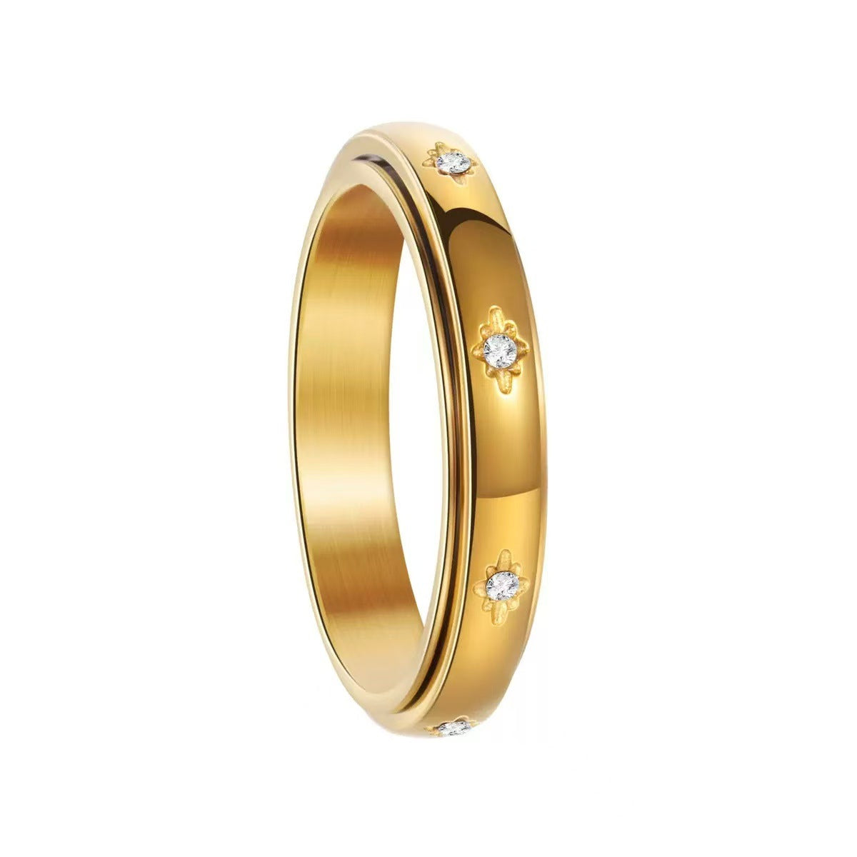 Wholesale Cross-Border Stainless Steel 4mm Rhombus Faceted Ring