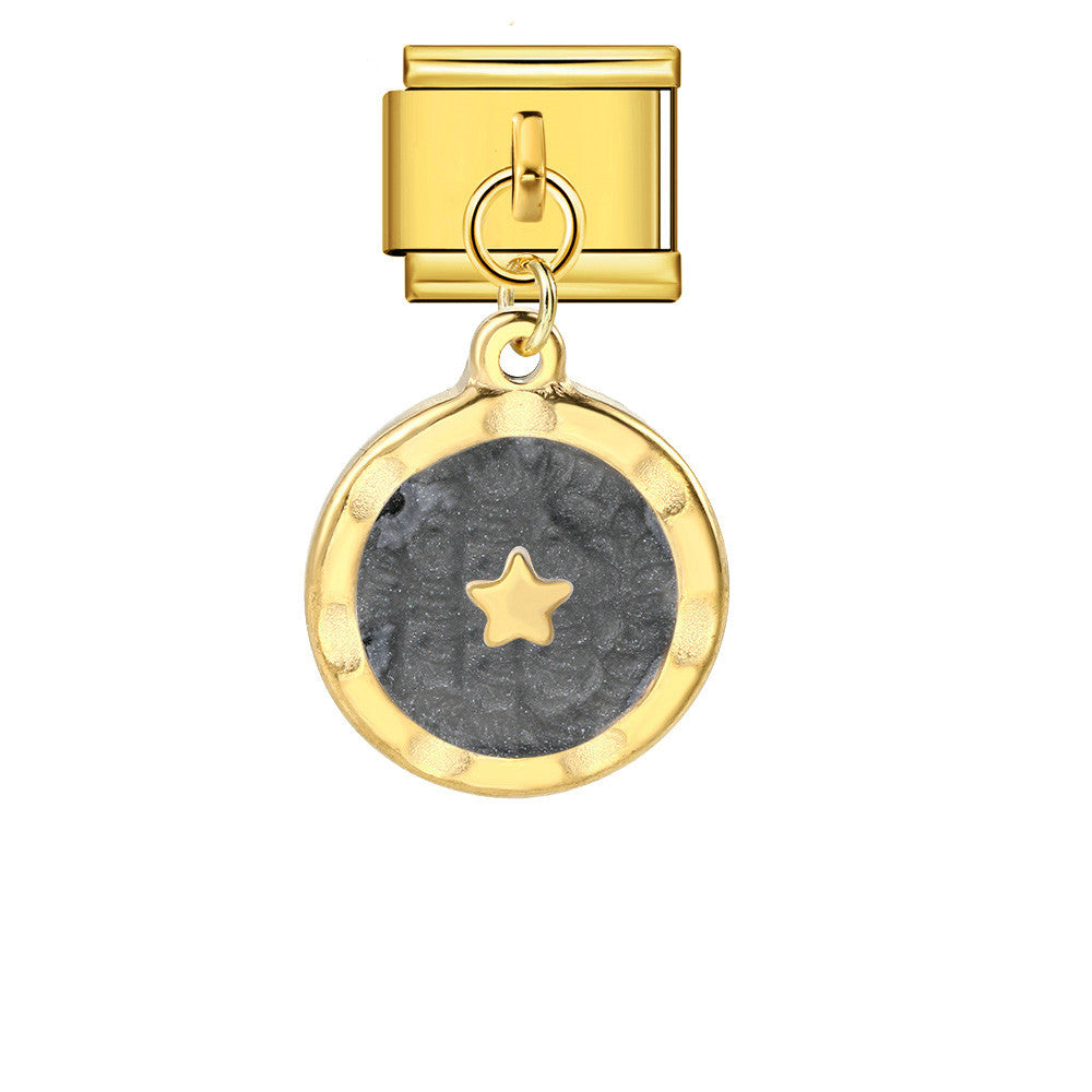 Wholesale Italian Charm Bracelet 9mm DIY Splicing Gold and Silver Round Pendant Stainless Steel Composable Bracelet