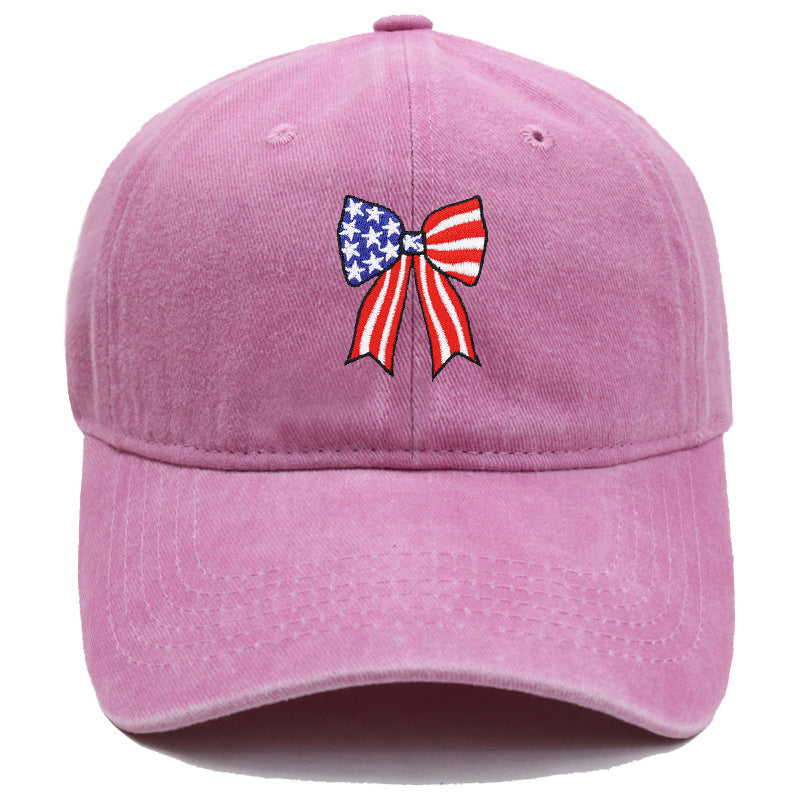 Wholesale American Independence Day flag  bow embroidered baseball cap