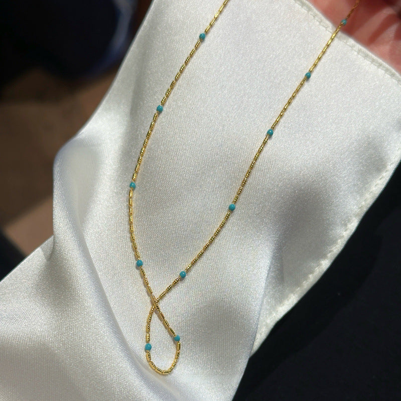 Wholesale Handmade Turquoise Pearl Layered Necklace Fashion Jewelry Accessory