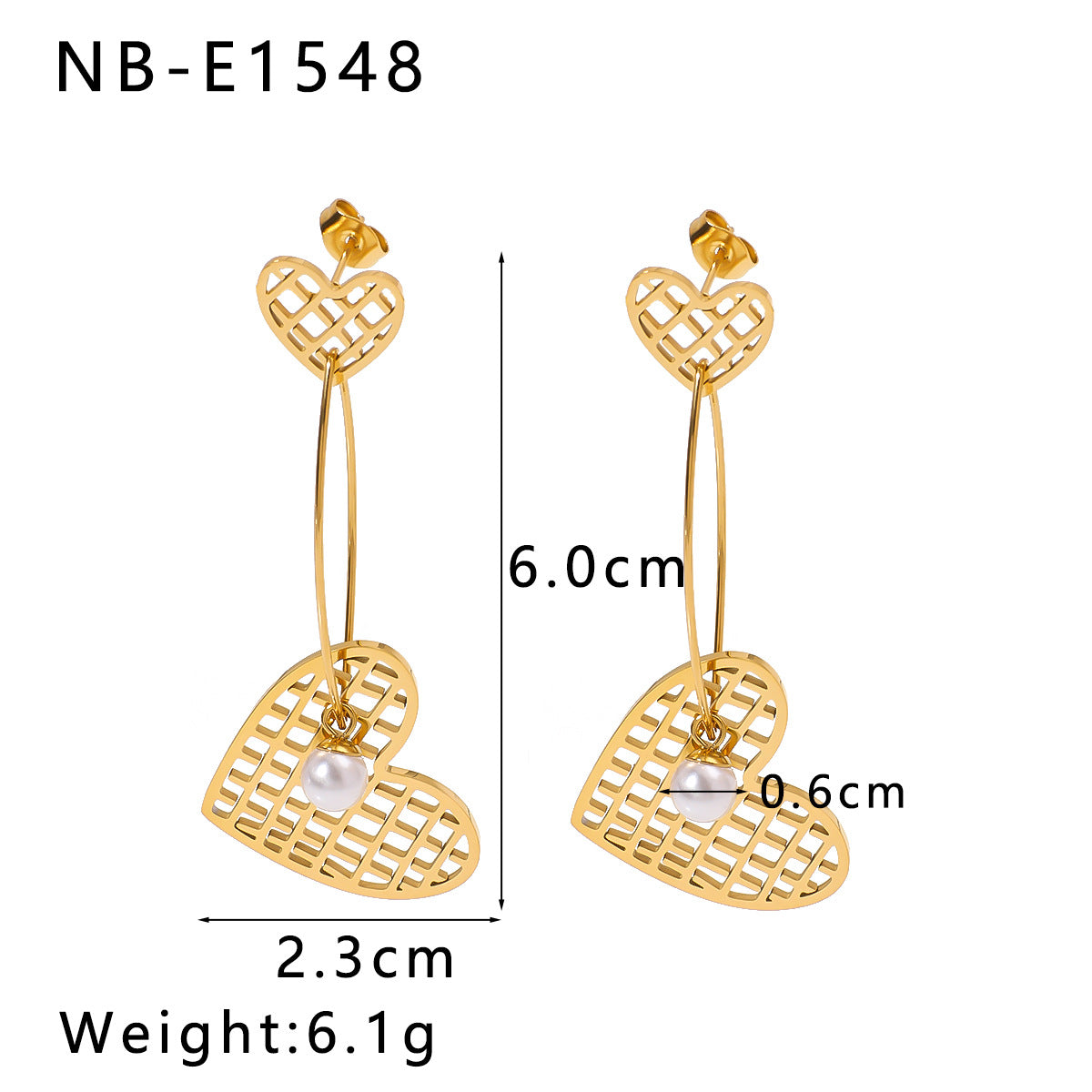 Wholesale  Love-shaped Round Five-pointed Star Earrings Double-layer  Hollow Design Sense Stainless Steel Earrings