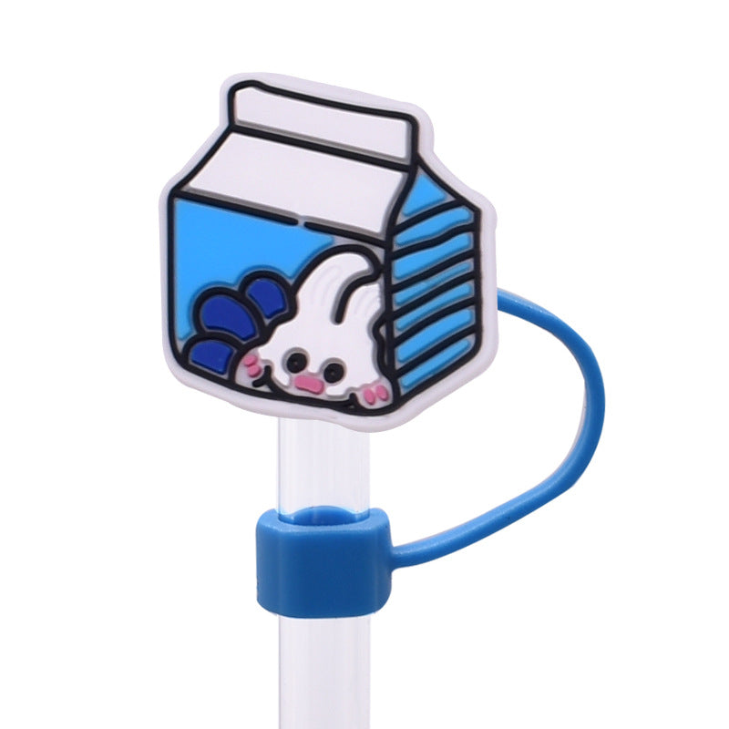 Wholesale Random 100pcs Cute Cartoon Dessert Straw Cover 10MM Straw Tube Cap