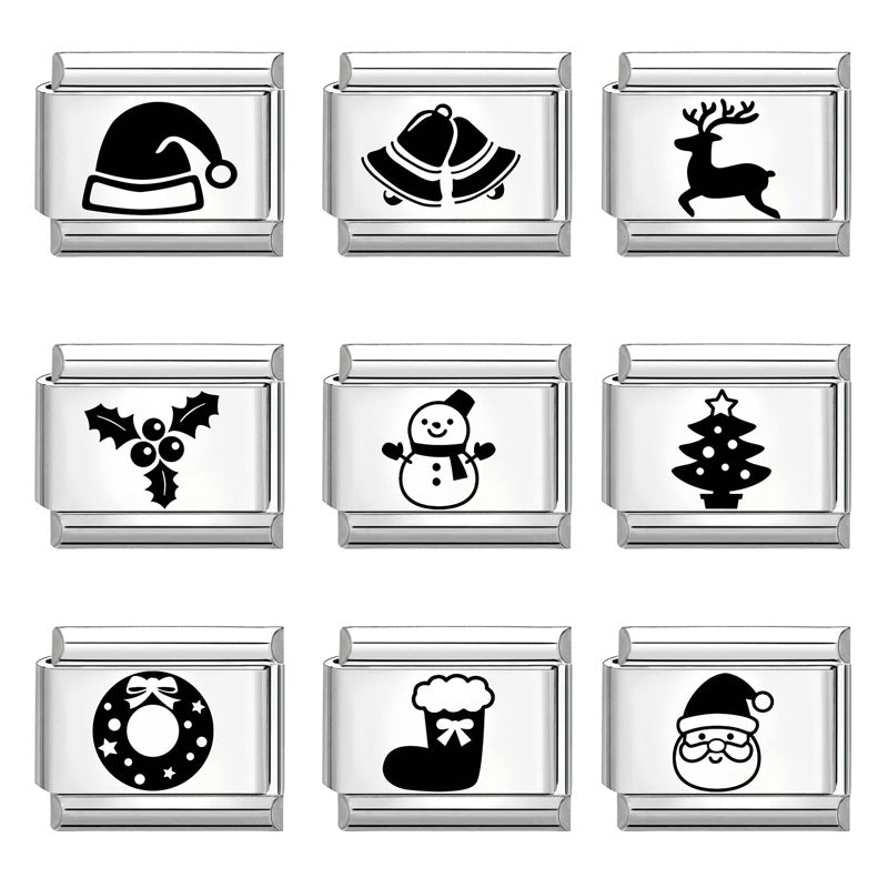 Wholesale Italian Charm Bracelet 9mm DIY Splicing Removable Christmas Cartoon Stainless Steel Composable Bracelet