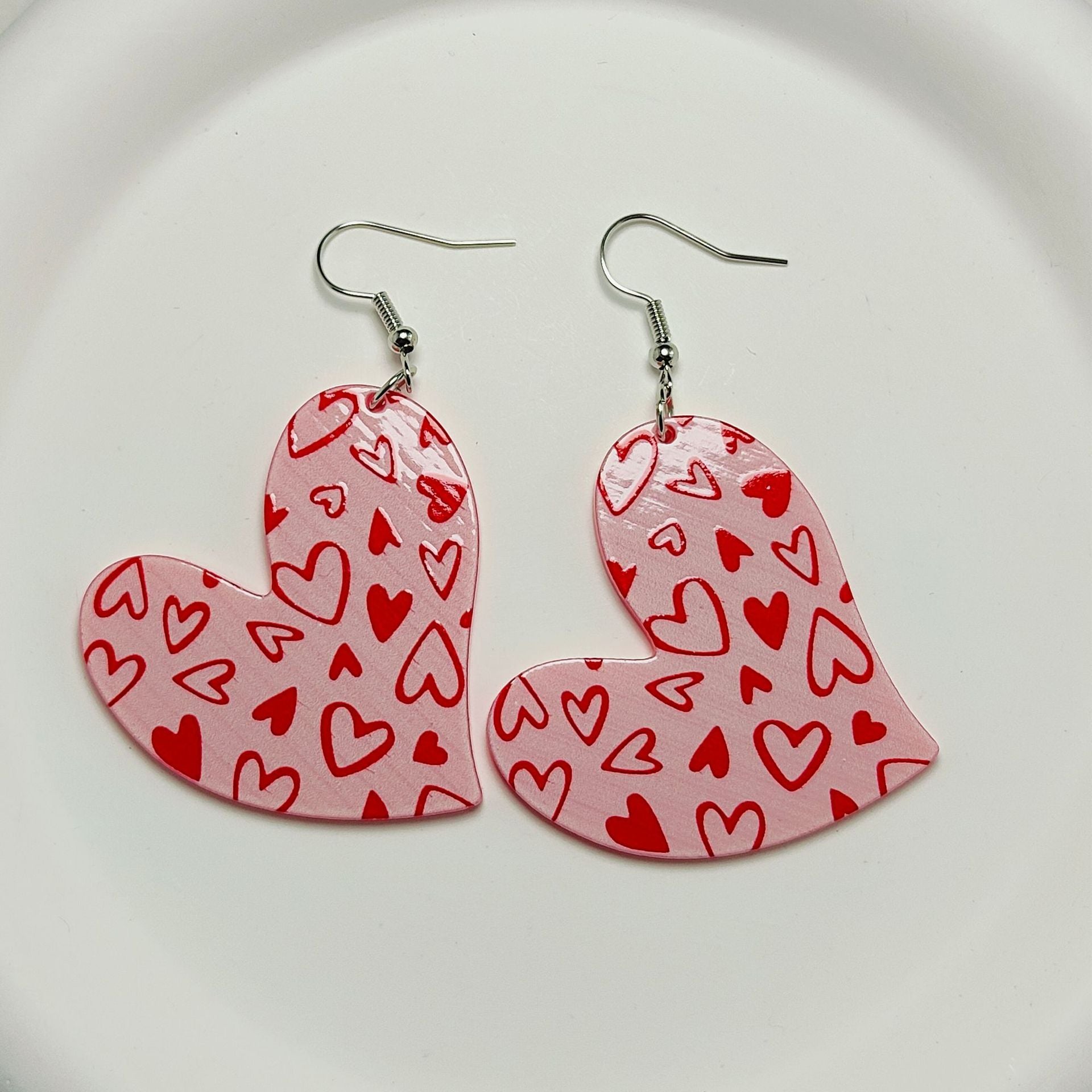 Wholesale Mother's Day Love Letters Heart Shape Acrylic Sheet Earrings ACC-ES-Qiyu008