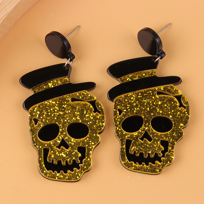 Wholesale    Color Skull Acrylic Earrings