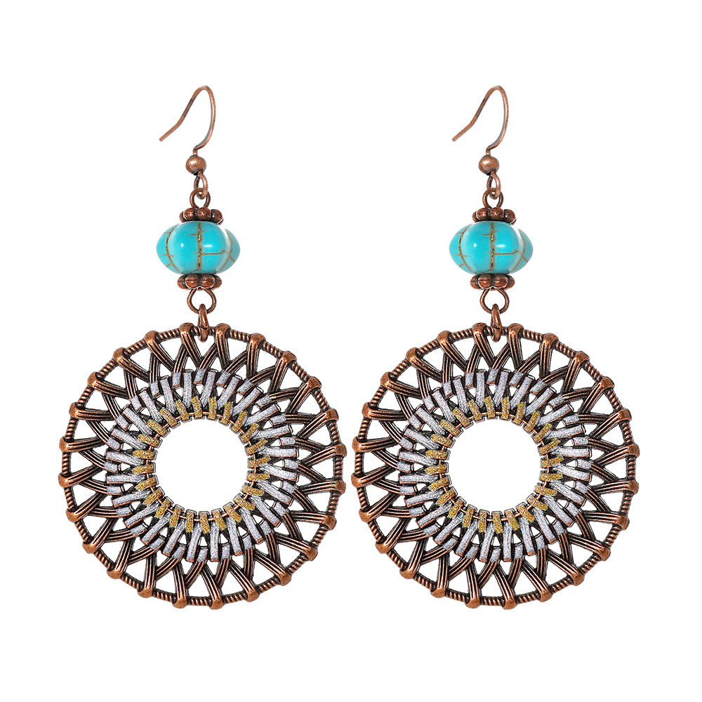 Wholesale Retro Ethnic Style Cut Out Tassel Earring Set 12 Pairs Zinc Alloy for Everyday Wear