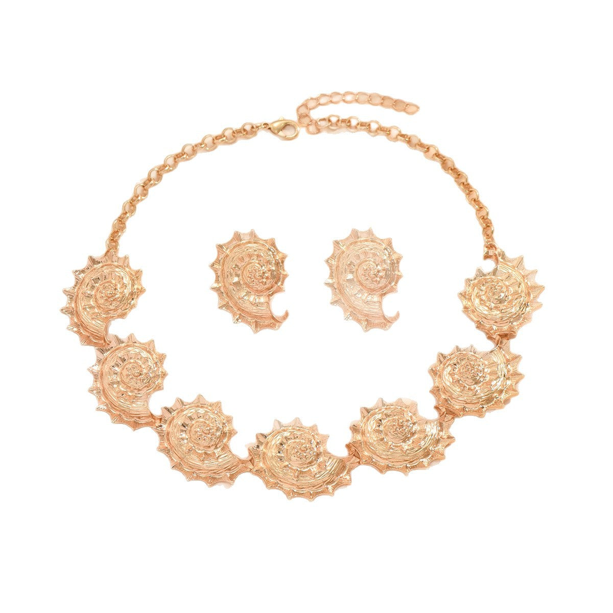 Wholesale retro and simple conch necklace and earring set