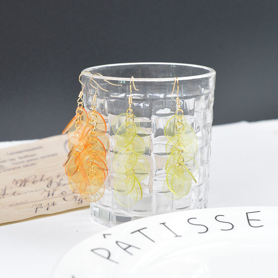 Wholesale  seaside holiday style transparent color round tassel earrings