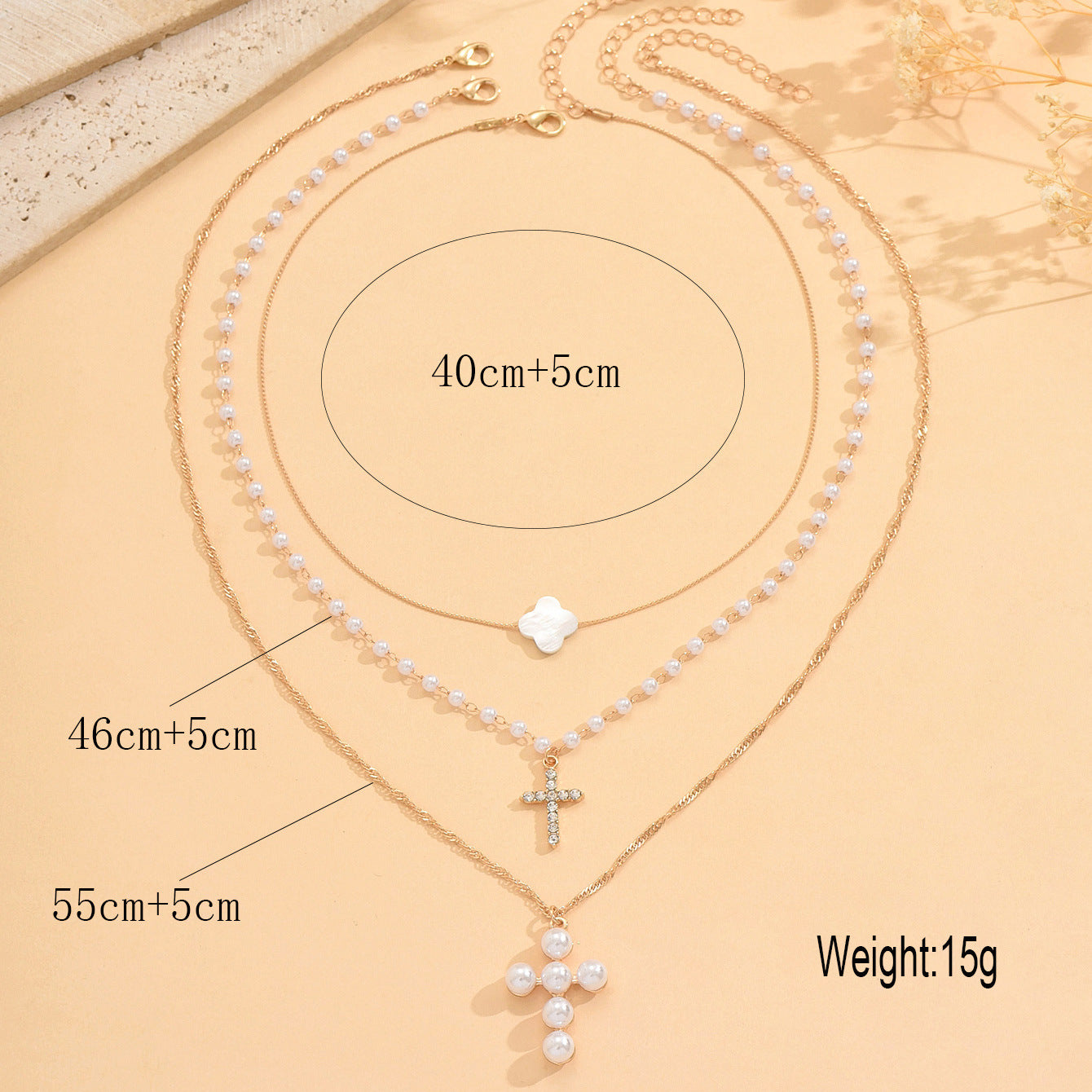 Wholesale rhinestone pearl cross pendant necklace
