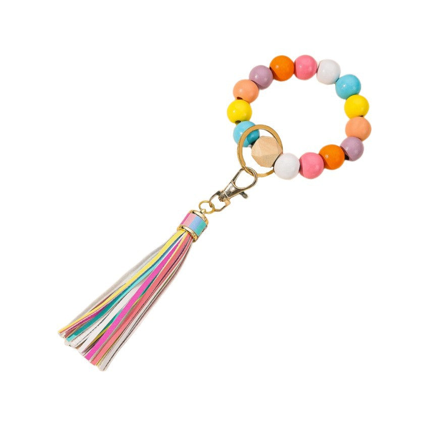 Wholesale Tassel Wood Beads Silicone Beads Bracelet Keychain