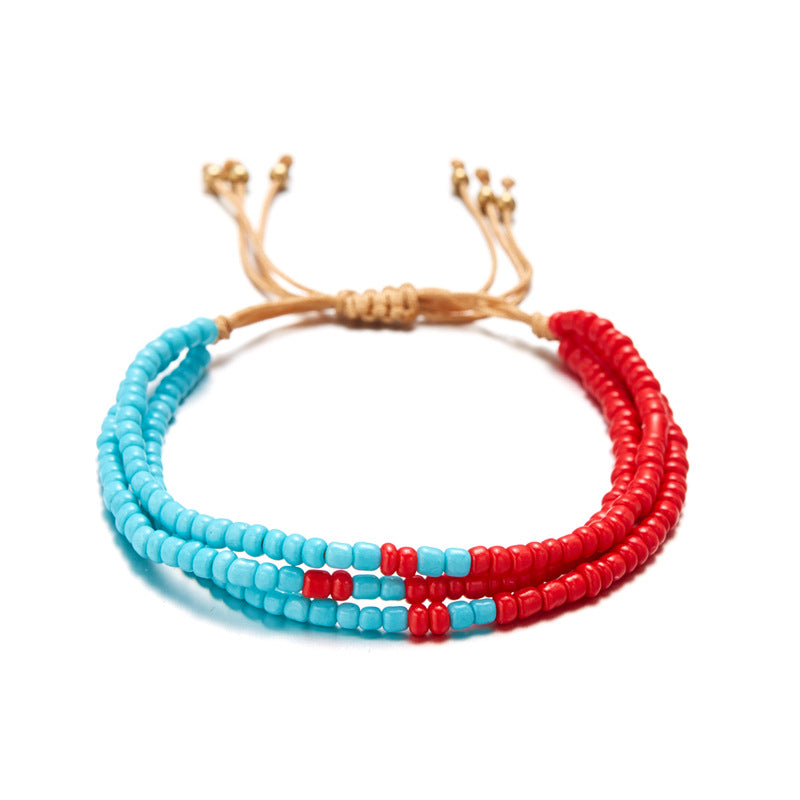 Wholesale Bohemian Style Multi-layered Braided Rice Bead Bracelet
