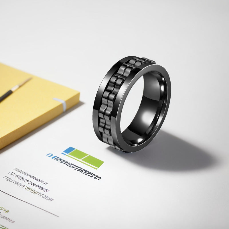 Wholesale Titanium Steel Polished Rotating Decompression Ring Boutique Resale Jewelry