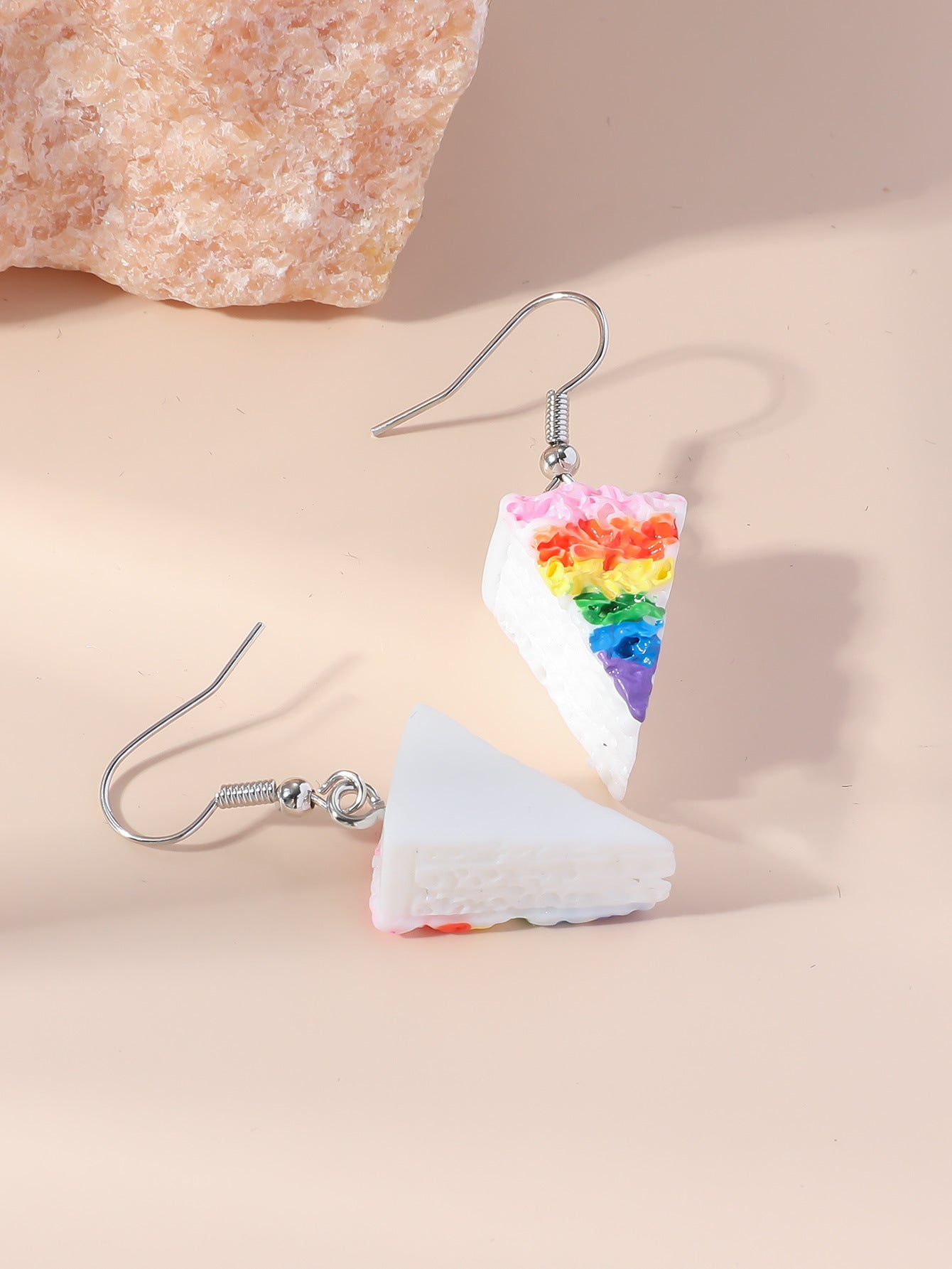 Wholesale rainbow cake inverted triangle acrylic pendant earrings