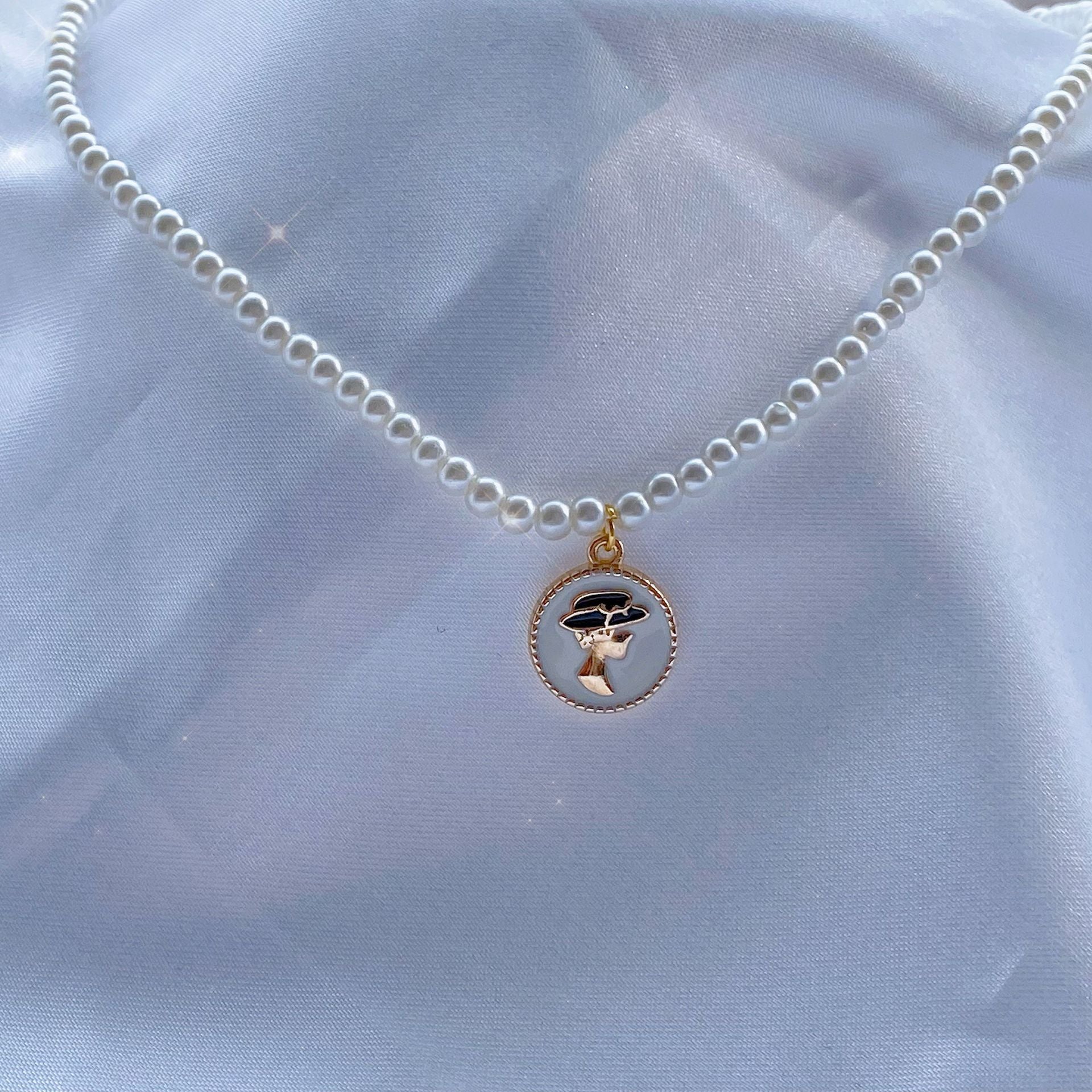 Wholesale Camellia Pearl Necklace Collarbone Chain Choker Necklace ACC-NE-Hanxi002