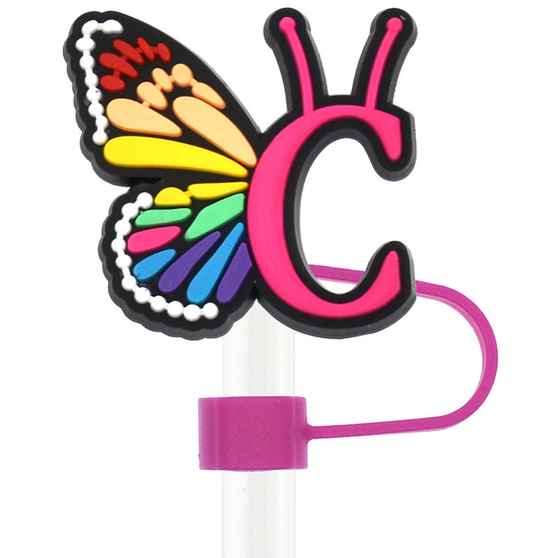 Wholesale 100pcs Random 100pcs Butterfly 10mm PVC Soft Straw Tube Cap