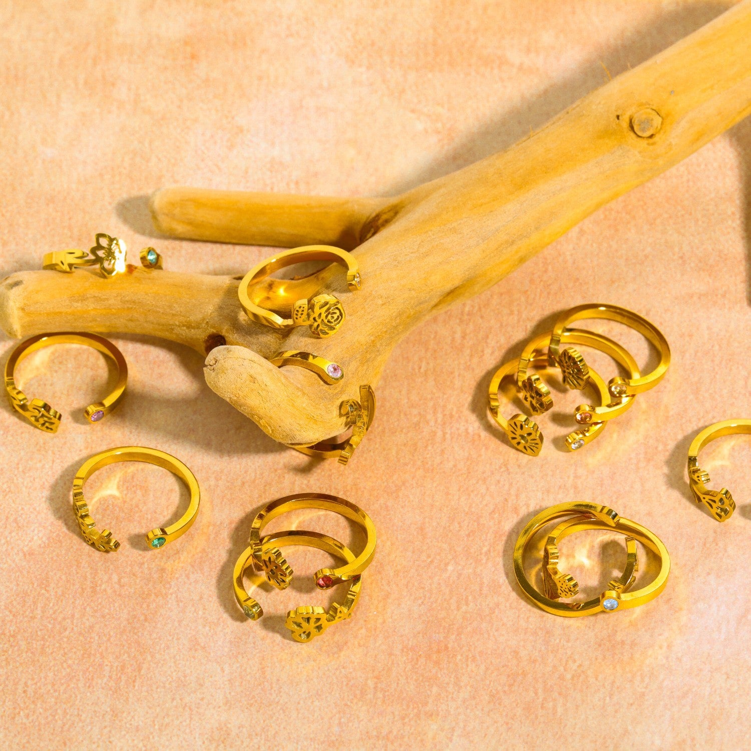 Wholesale Titanium Steel 12 constellation ring December flower Adjustable ring