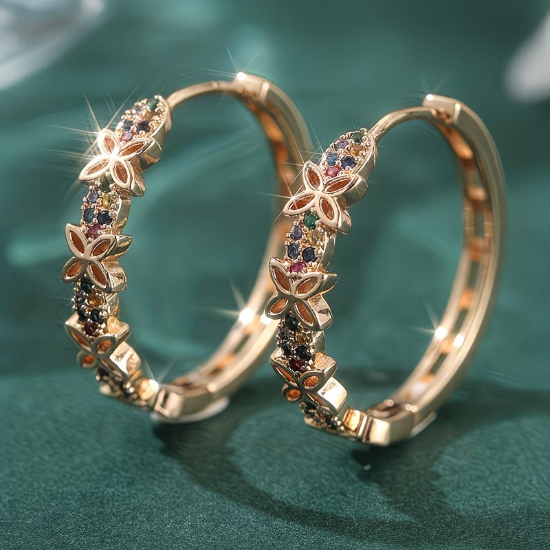 Wholesale Luxury minimalist chic hoop earrings with zircon accents for women