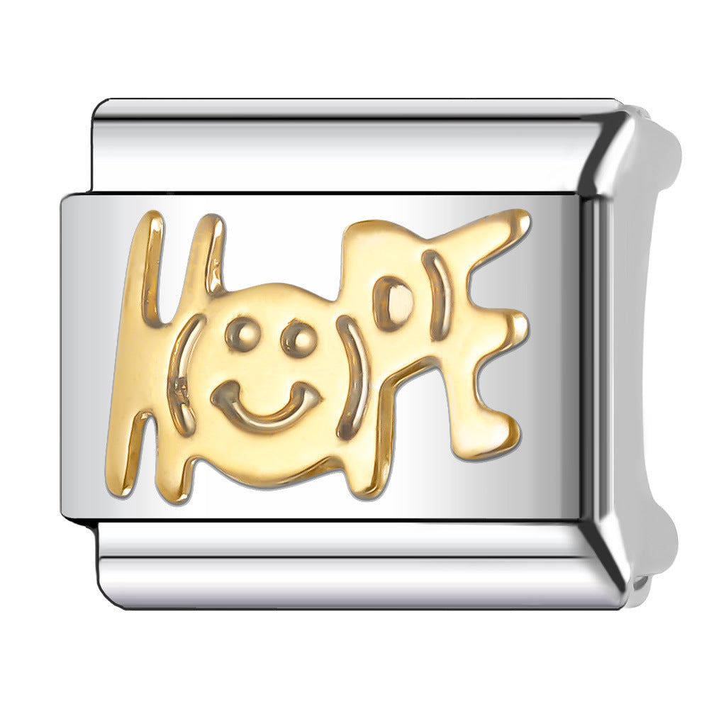 Wholesale Italian Charm Bracelet 9mm DIY Splicing Gold Series Stainless Steel Composable Bracelet