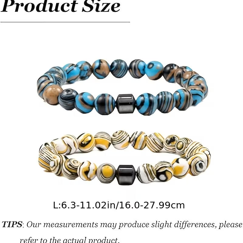 Wholesale Stone Glass Beaded Bracelet Hematite Turquoise Style Blue Geometric Unisex Everyday Wear