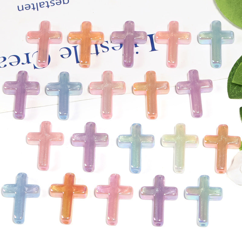 Wholesale 100pcs Acrylic Luminous Mermaid Cross Vertical Hole Beaded Diy Jewelry Accessories ACC-BDS-BLG113