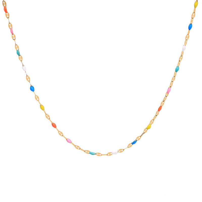 Wholesale Titanium Steel  lips oil dripping multicolored necklace