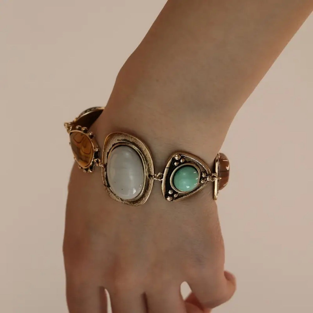 Wholesale Retro Bohemian Women S Fashion Bracelet With Resin Gemstone Inlay Everyday Wear Jewelry Accessory