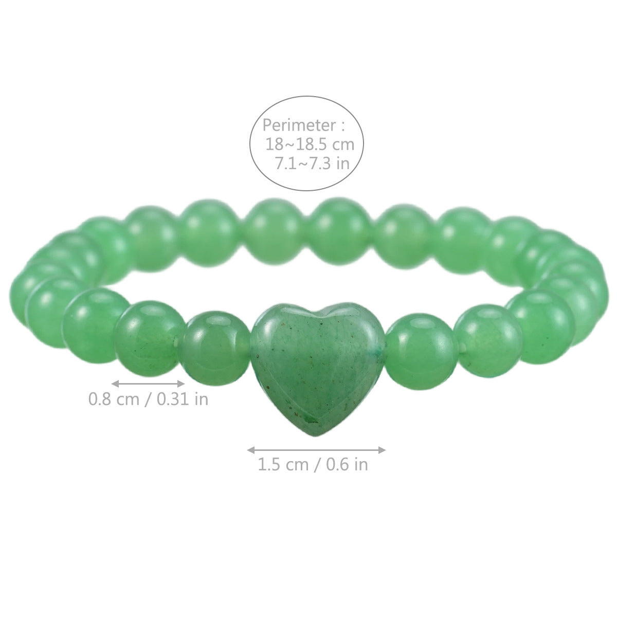 Wholesale Fashion Green Aventurine Heart Bead Bracelet Women' s Stone Jewelry Gift