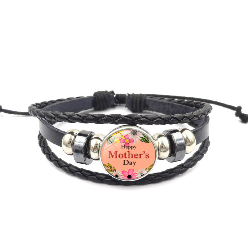Wholesale Mother's Day  vintage punk style multi-layer beaded woven bracelet