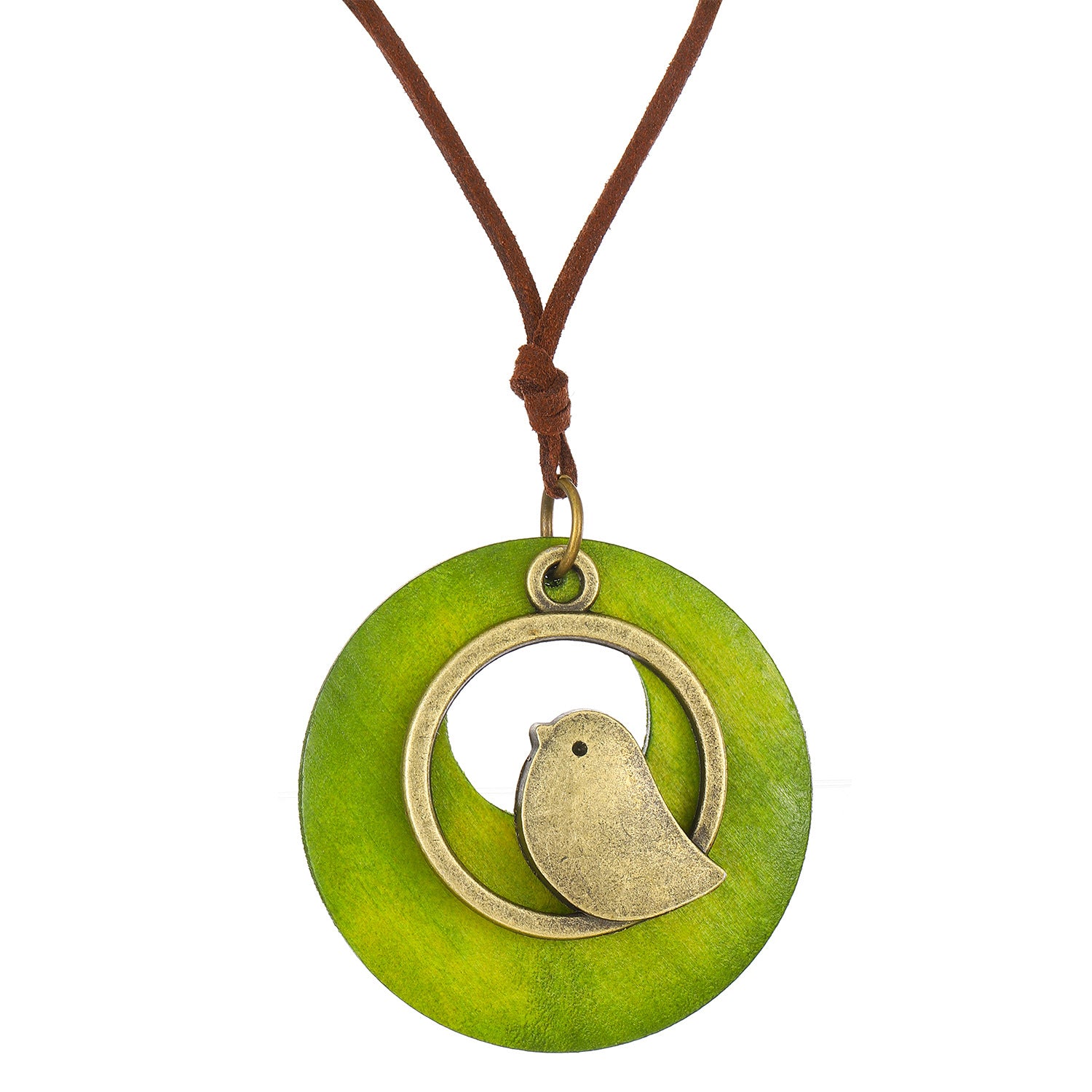Wholesale Vintage Ethnic Green Wooden Bird Pendant Long Necklace for Women Fashion Accessory