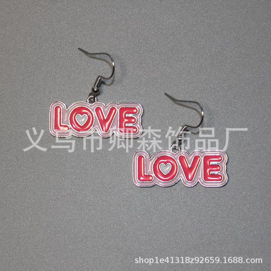 Wholesale red rose design pendant earrings