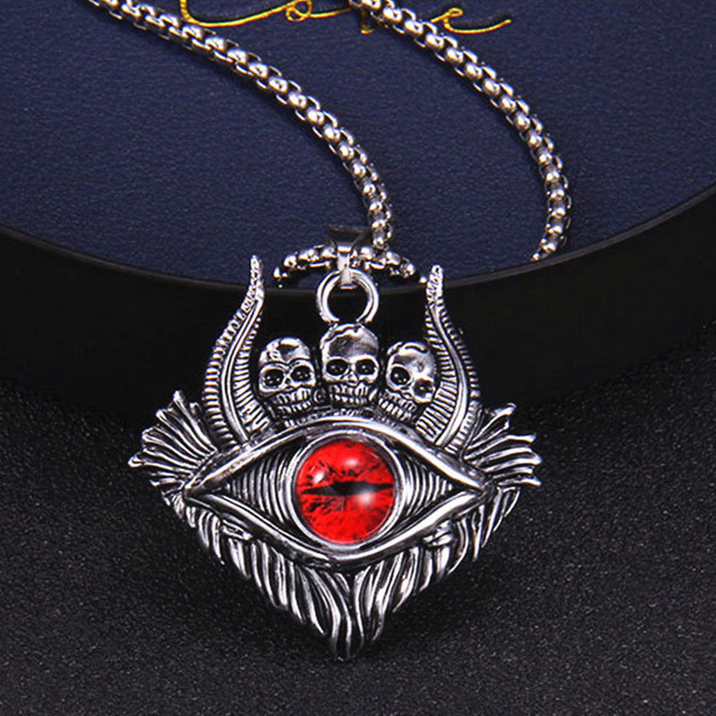 Wholesale Vintage Devil Eye Pendant Titanium Steel Necklaces ACC-NE-Hanyu014