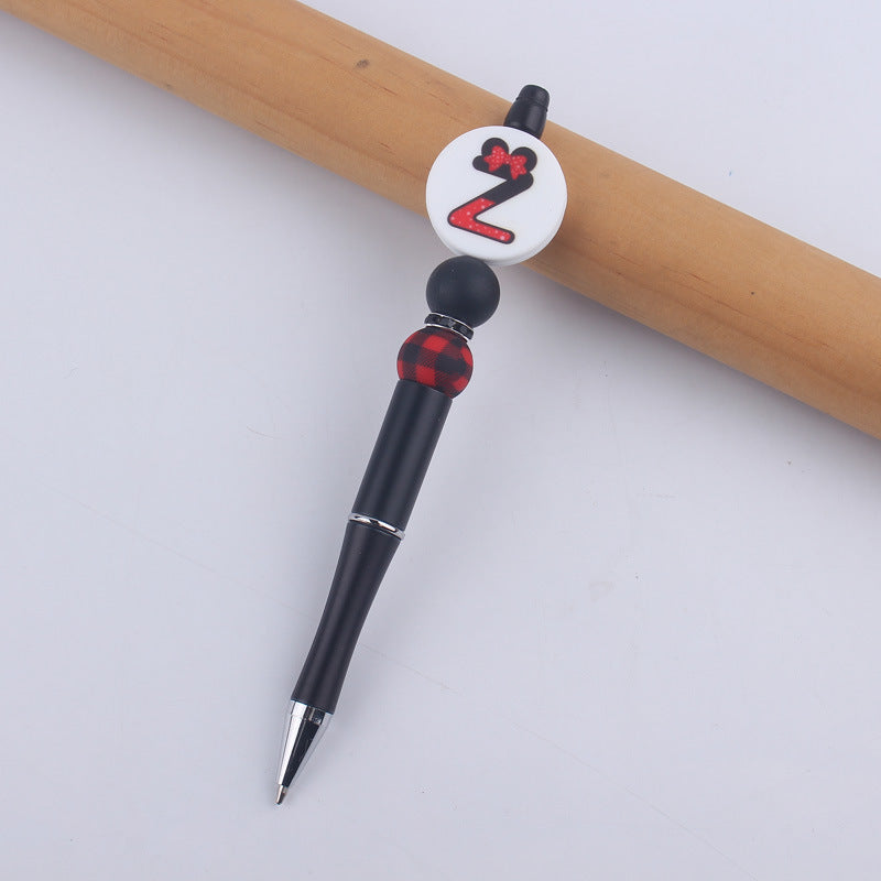 Wholesale  handmade beaded pen DIY creative silicone teether English letter  ballpoint pen