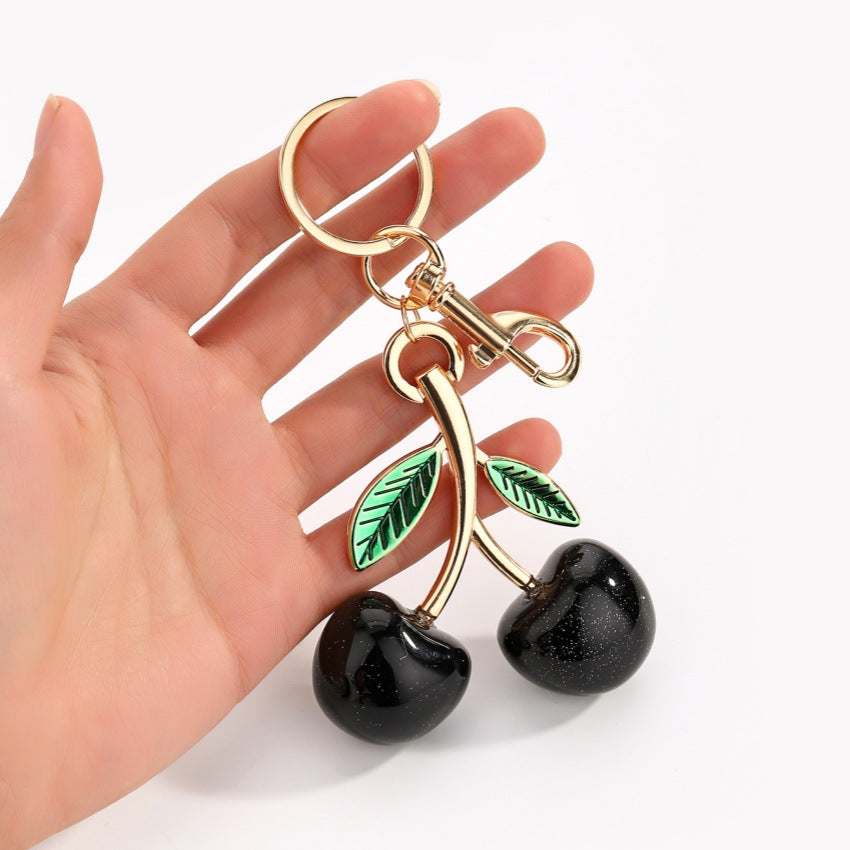 Wholesale Large Glitter Alloy Cherry Keychain