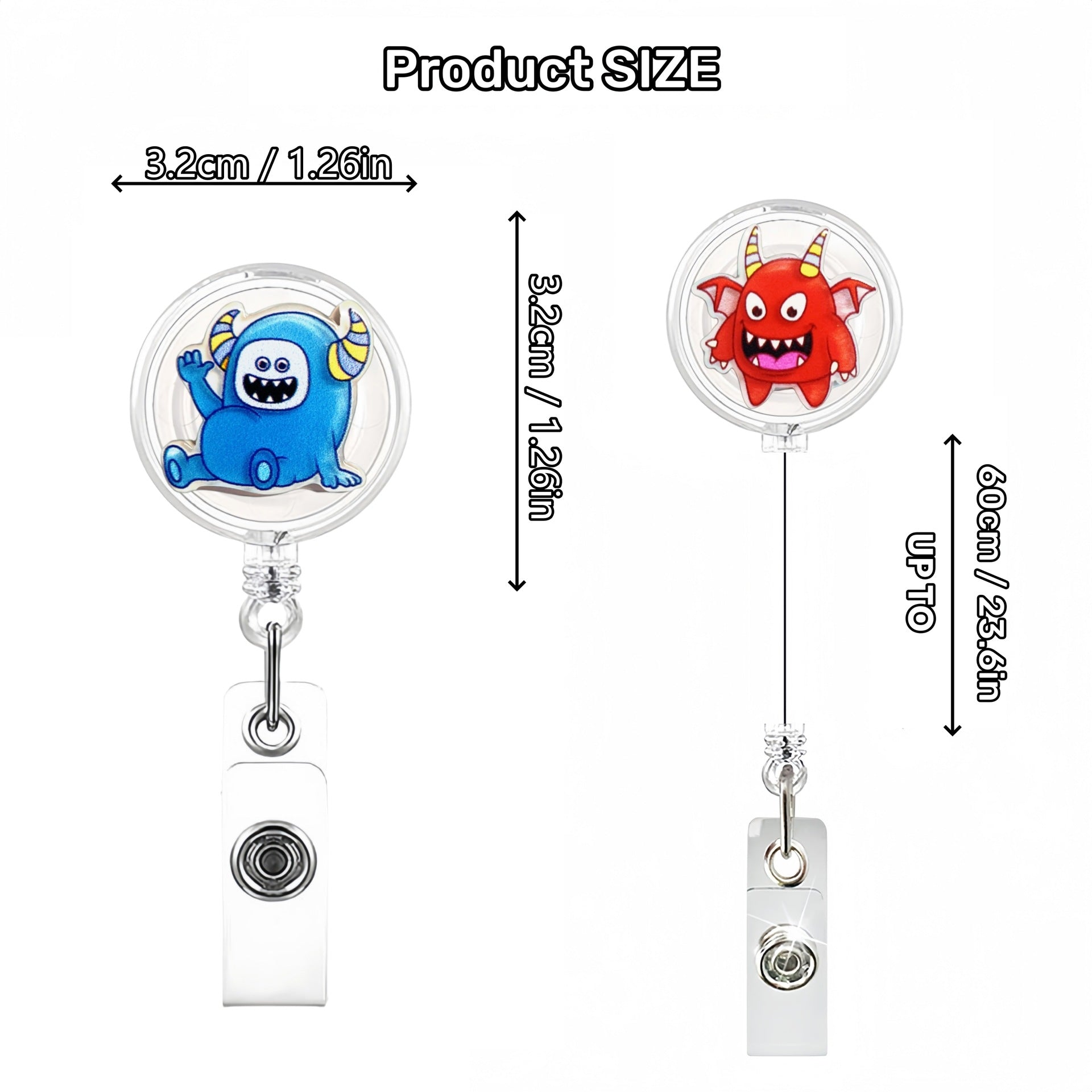 Wholesale Cute Cartoon Monster Series Acrylic Retractable Rotating Badge Keychain