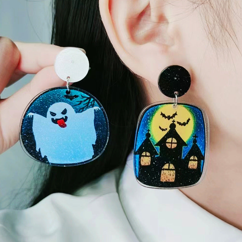 Wholesale Halloween square stud acrylic earrings