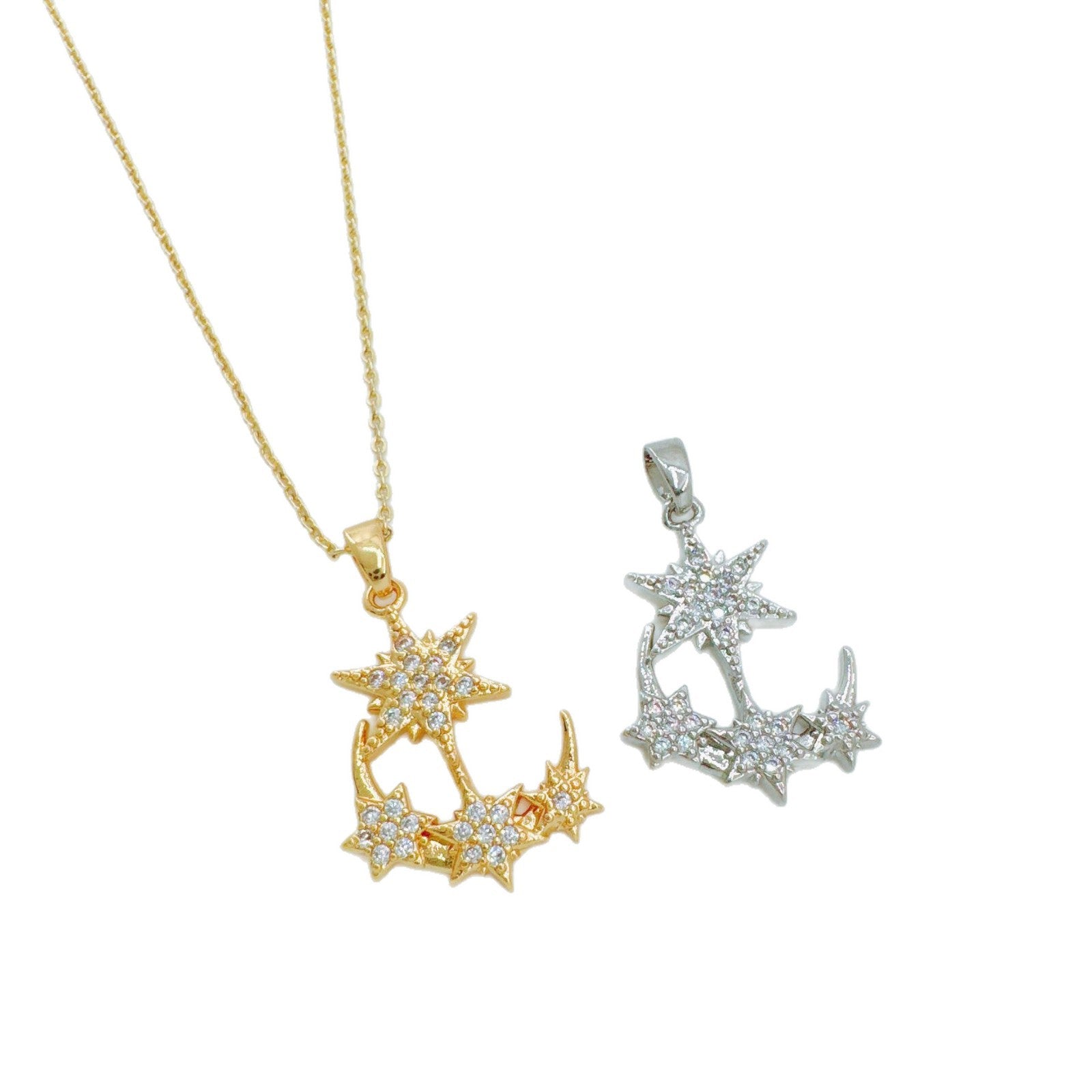 Wholesale Moon Necklace European Style Gold Plated Copper Pendant Fashion Jewelry Accessory Boutique Gift