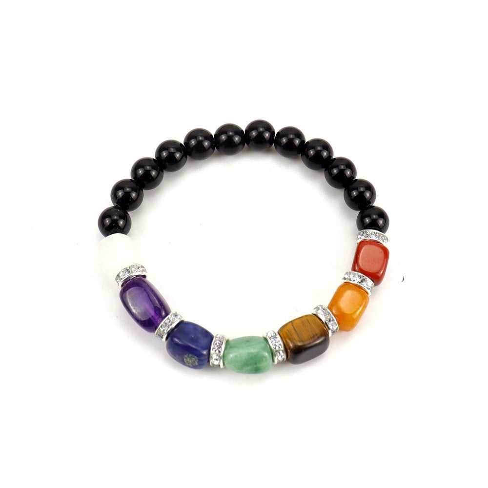 Wholesale Colorful Agate Micro-Paved Diamond Synthetic White Pine Tiger Eye Stone Pink Chalcedony Volcanic Stone Beaded Bracelet