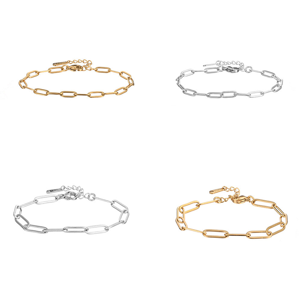 Wholesale Stainless steel flattened wire long cross bracelet