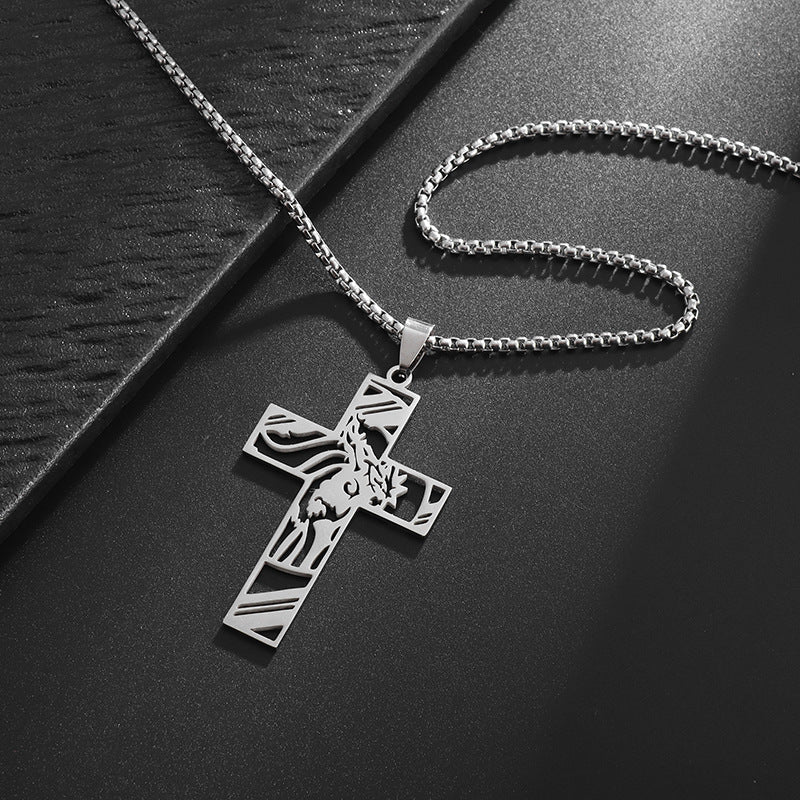 Wholesale  Stainless steel hollow design cross necklace