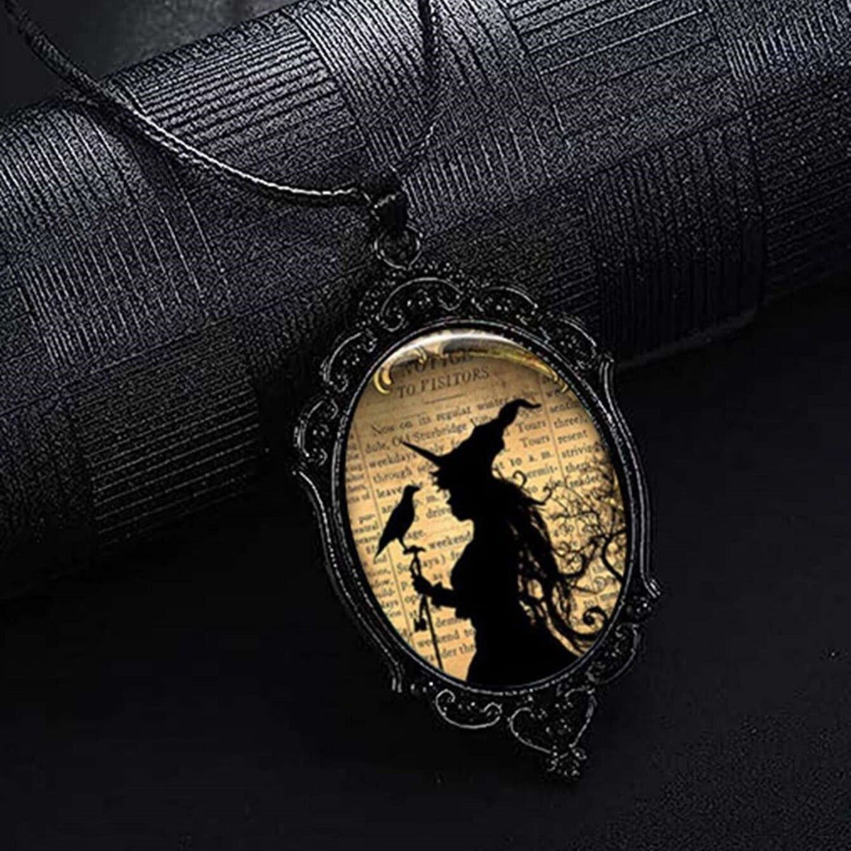 Wholesale  Black Bird Witch Alloy Necklace with Cross Chain,  Fashion Accessory for Resale