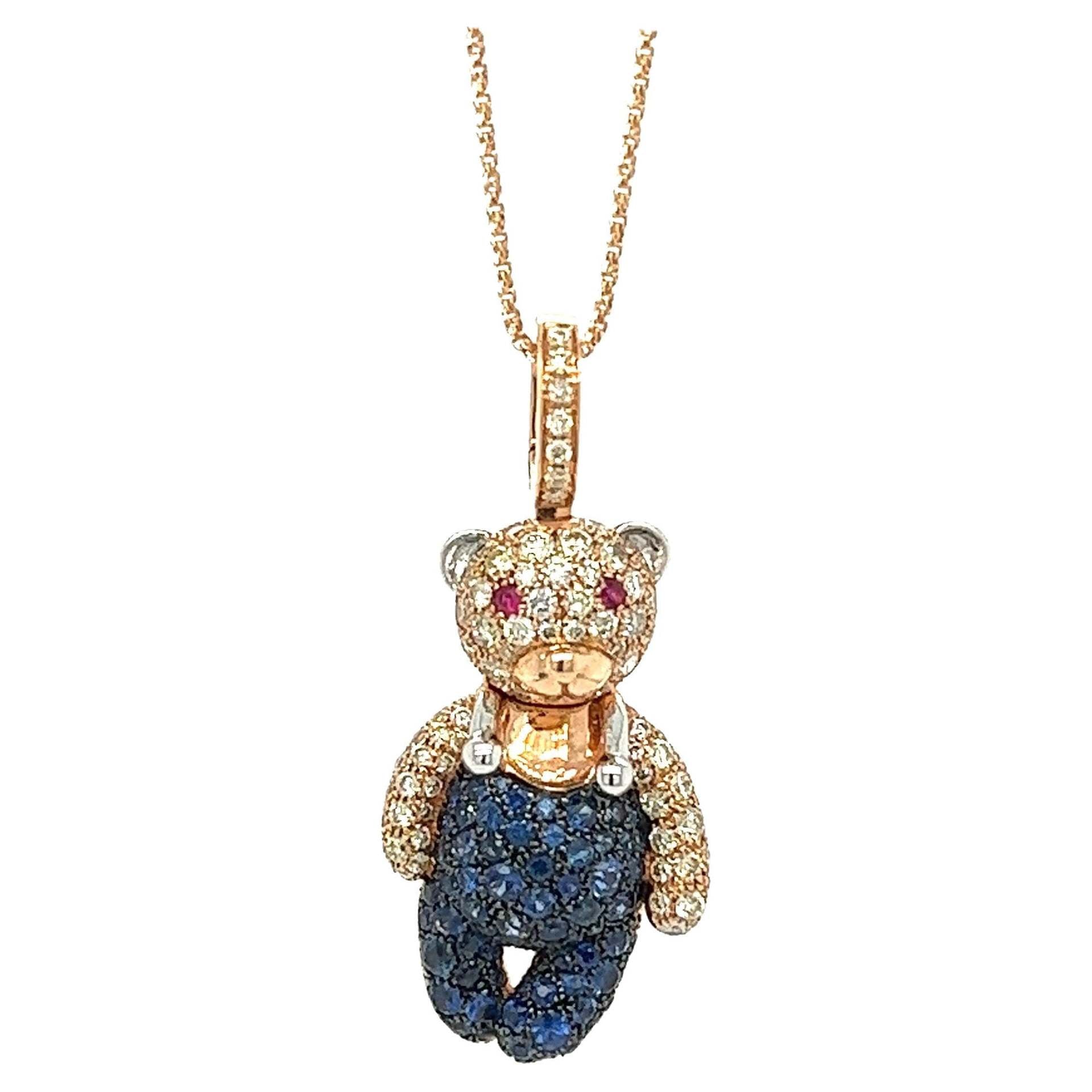 Wholesale  3D three-dimensional inlaid zircon copper plated 18K gold long bear sweater chain